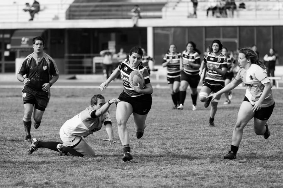 Rugby lineout during a match